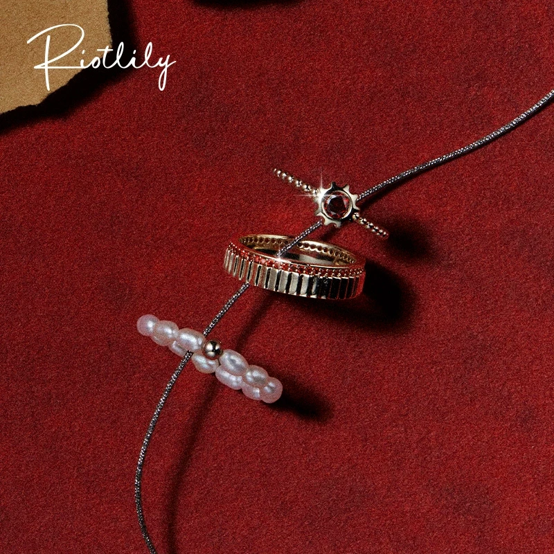 Riot/艾特里里时来运转系列戒指串珠红色锆石新年组合戒