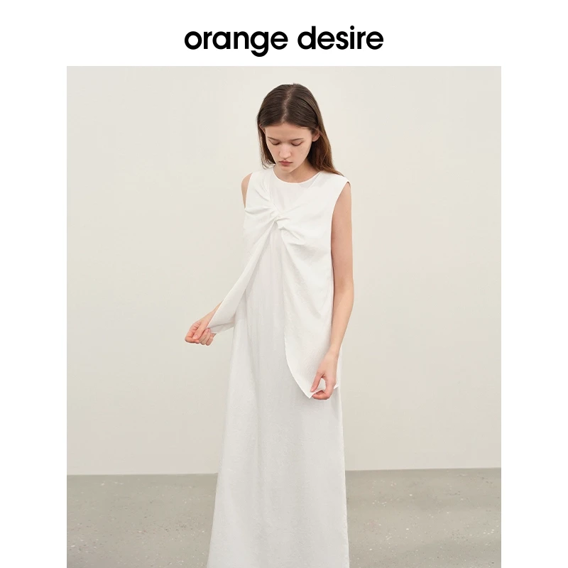 orange desire扭结背心白连衣裙夏显瘦OD2DML3076