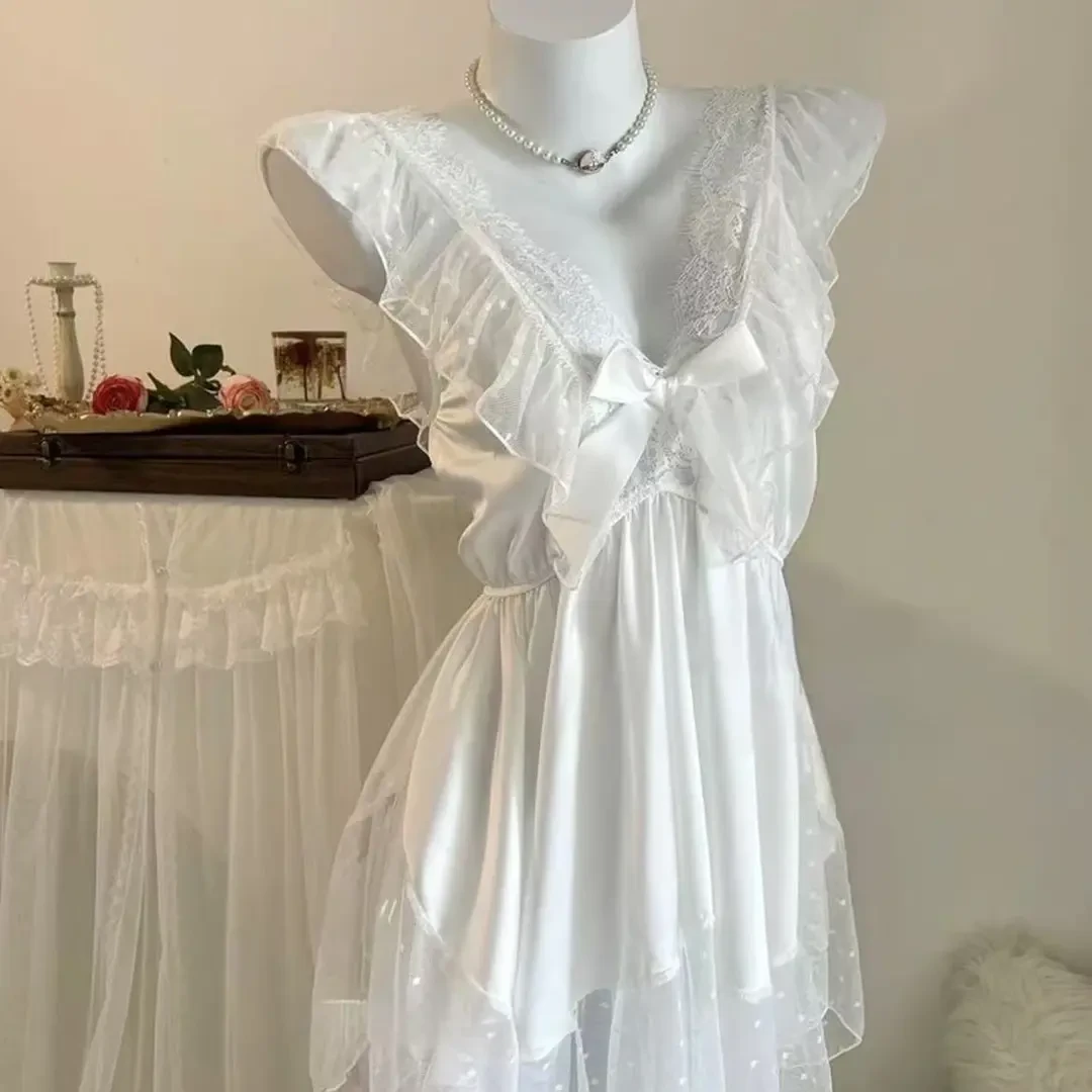 2024显瘦【直男斩】睡衣女夏季蕾丝吊带睡裙纯欲纯短款