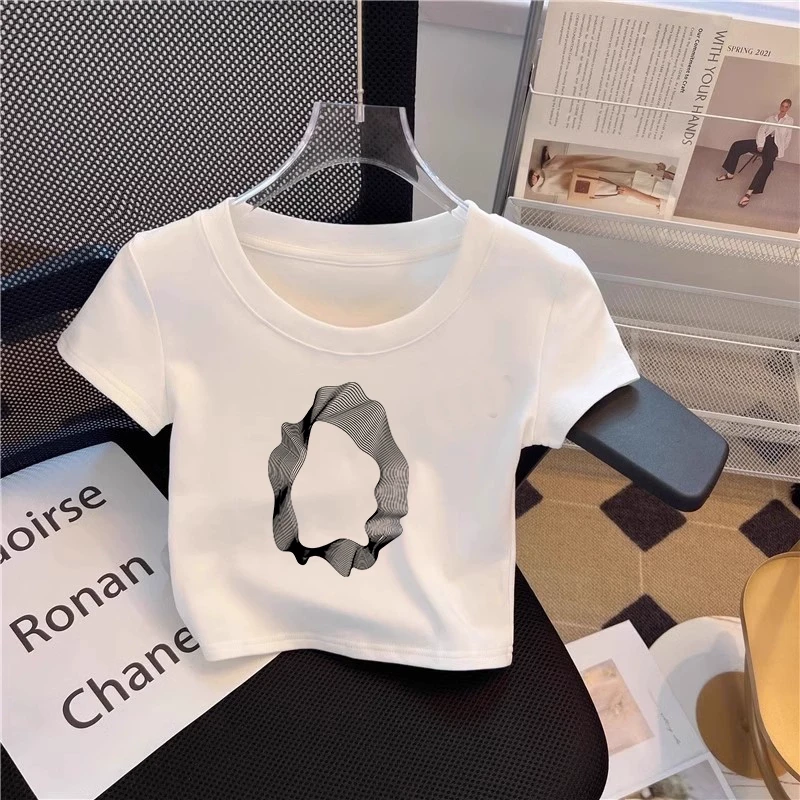 2025白色新款夏季小个子t恤修身洋气短袖百搭女显瘦短款小众上衣