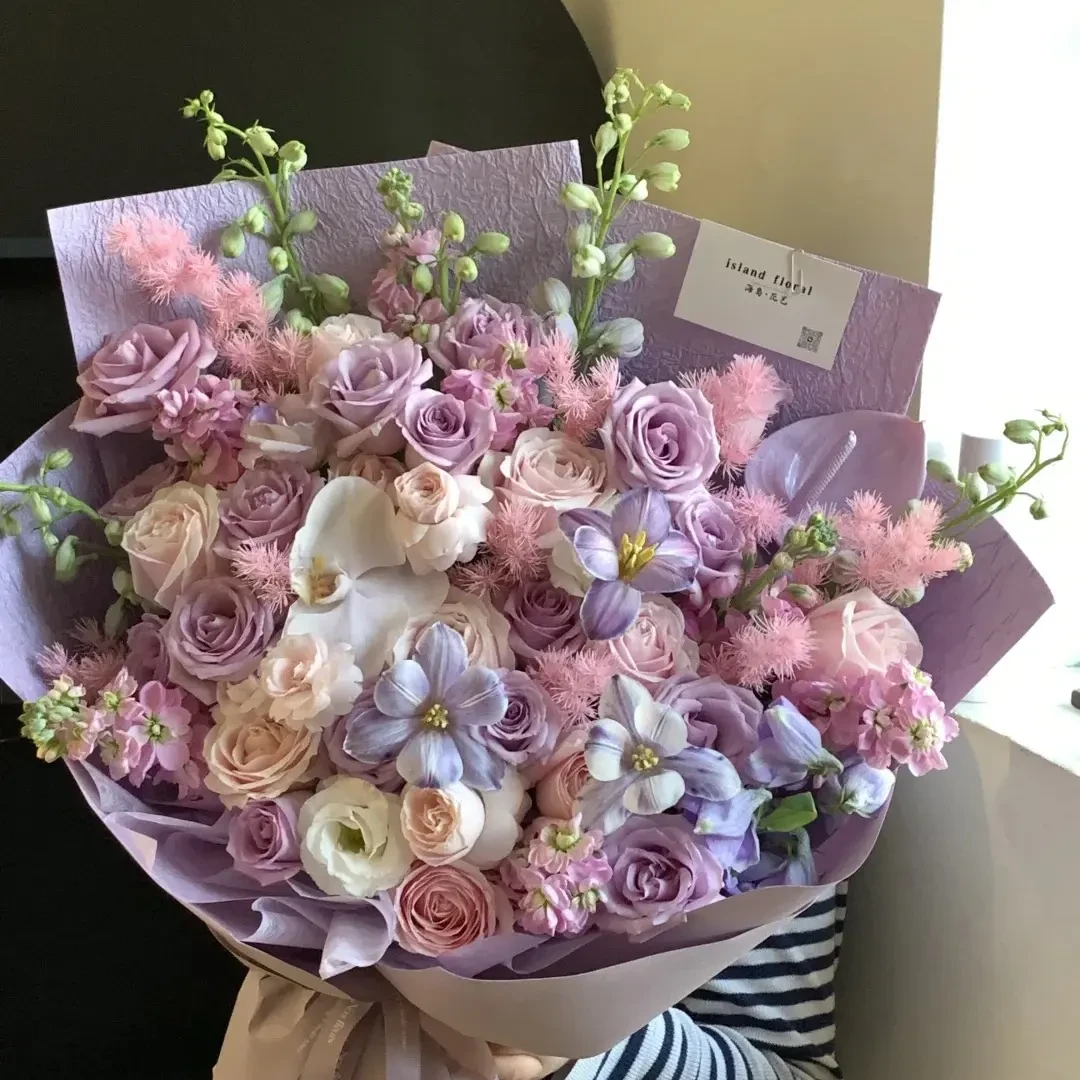 粉紫色花束同城配送免费送上门适合生日团购送闺蜜送女友送妈妈