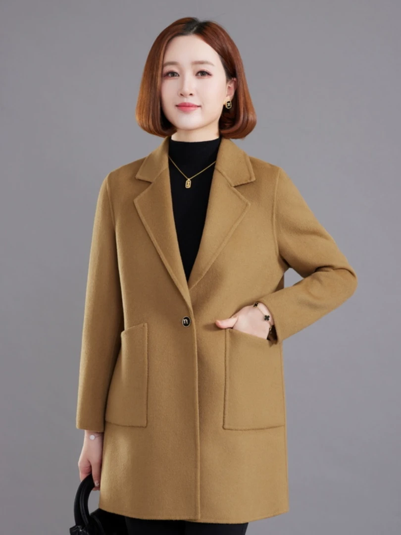 9815 羊毛大衣女新款小个子毛呢外套呢子大衣双面呢