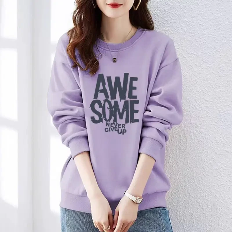 套圆领卫衣女秋冬新款欧货宽松洋气打底衫加绒加厚上衣爆款外套