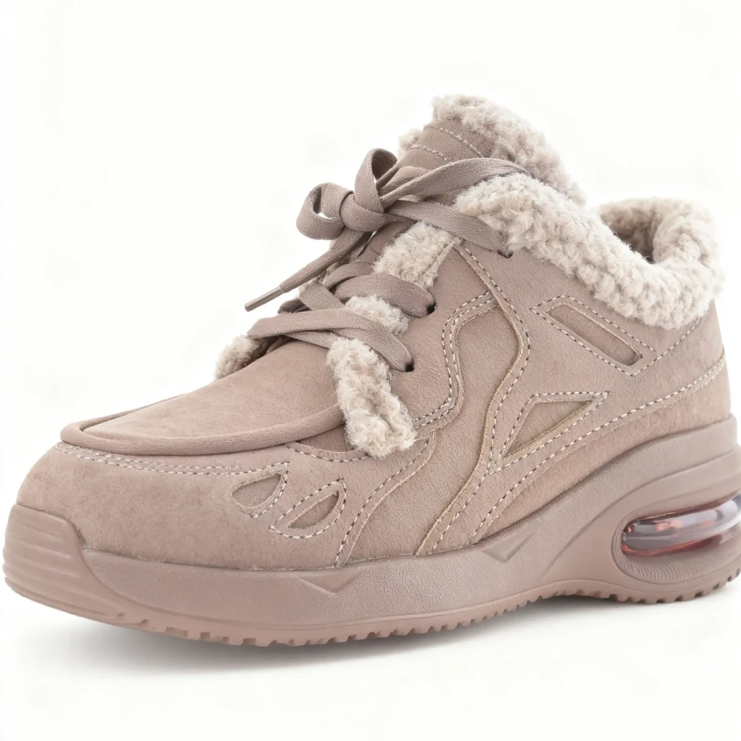 女冬反绒皮面料气垫超轻底深口保暖时尚休闲鞋加绒冬季防滑754802