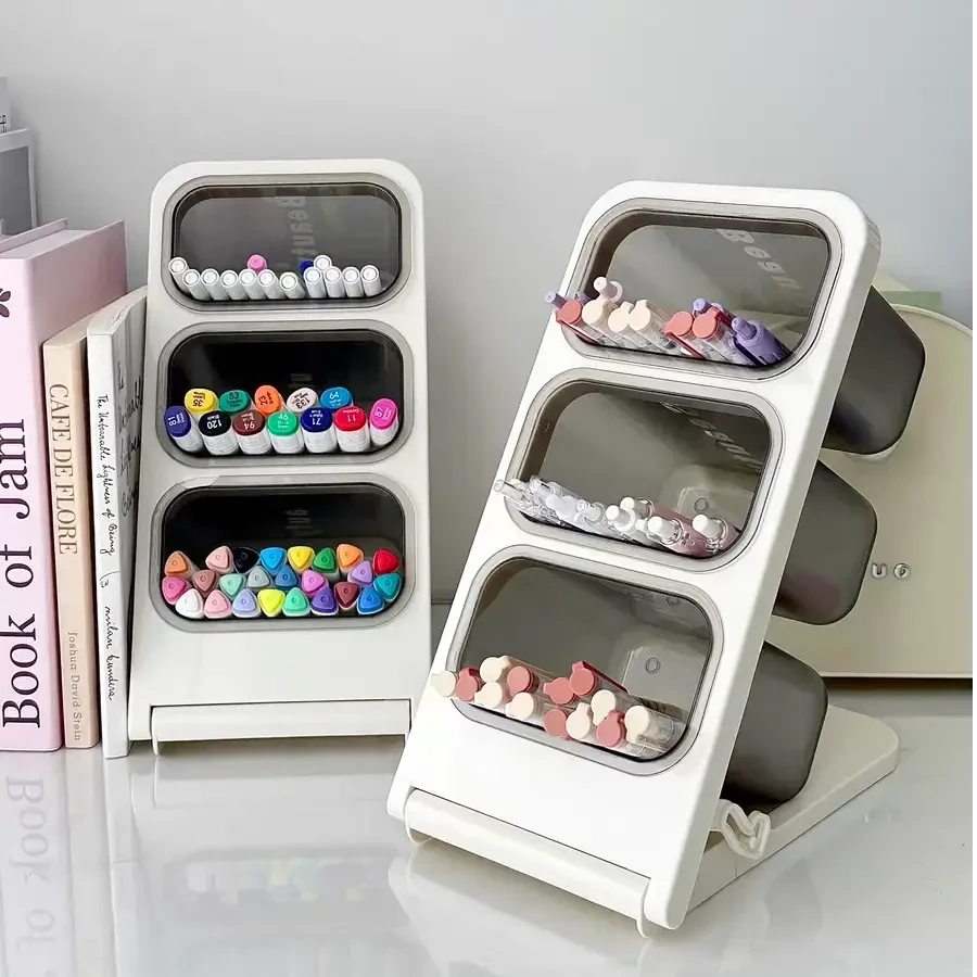 斜插式笔筒文具收纳盒大容量儿童学生书桌笔盒办公室桌面笔架简约