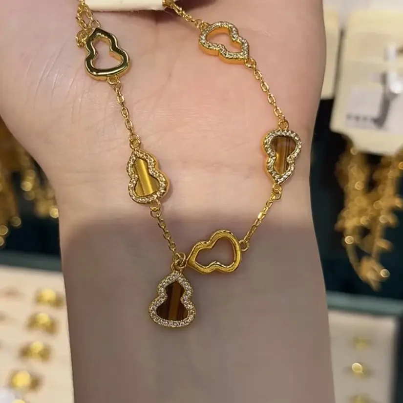 铜合金手链 铜合金轻奢葫芦美拉德色系葫芦手链