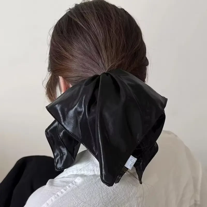 高弹力银色皮套大肠发圈女高马尾头绳扎头发皮筋发饰简约纯色