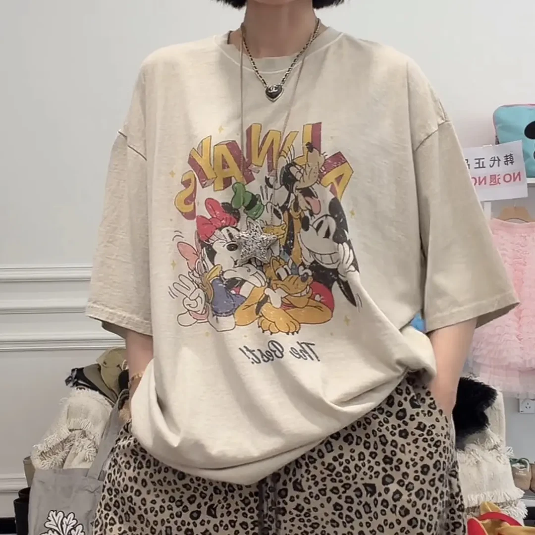 舜 韩代正品NO退换米奇印花宽松休闲短袖T恤