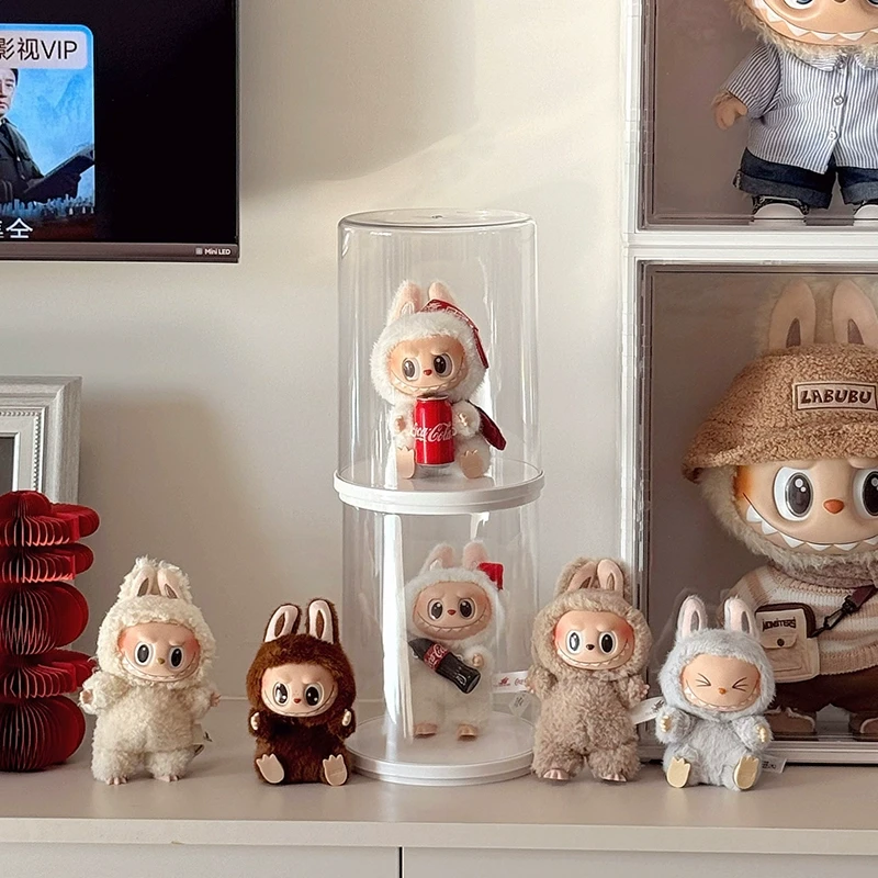 labubu展示盒搪胶公仔收纳盒泡泡玛特展示箱拉布布旋转盒子展示柜