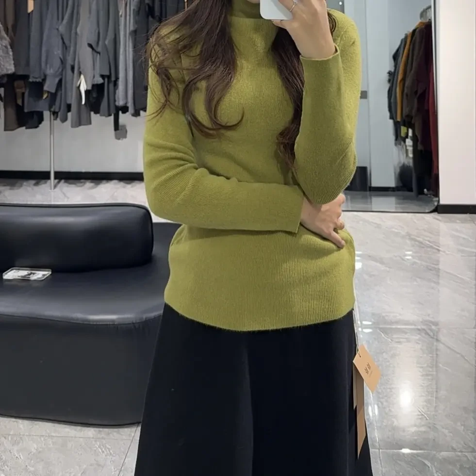 新款半高领高弹贴身不紧身显瘦羊咩咩秋冬针织打底衫上衣