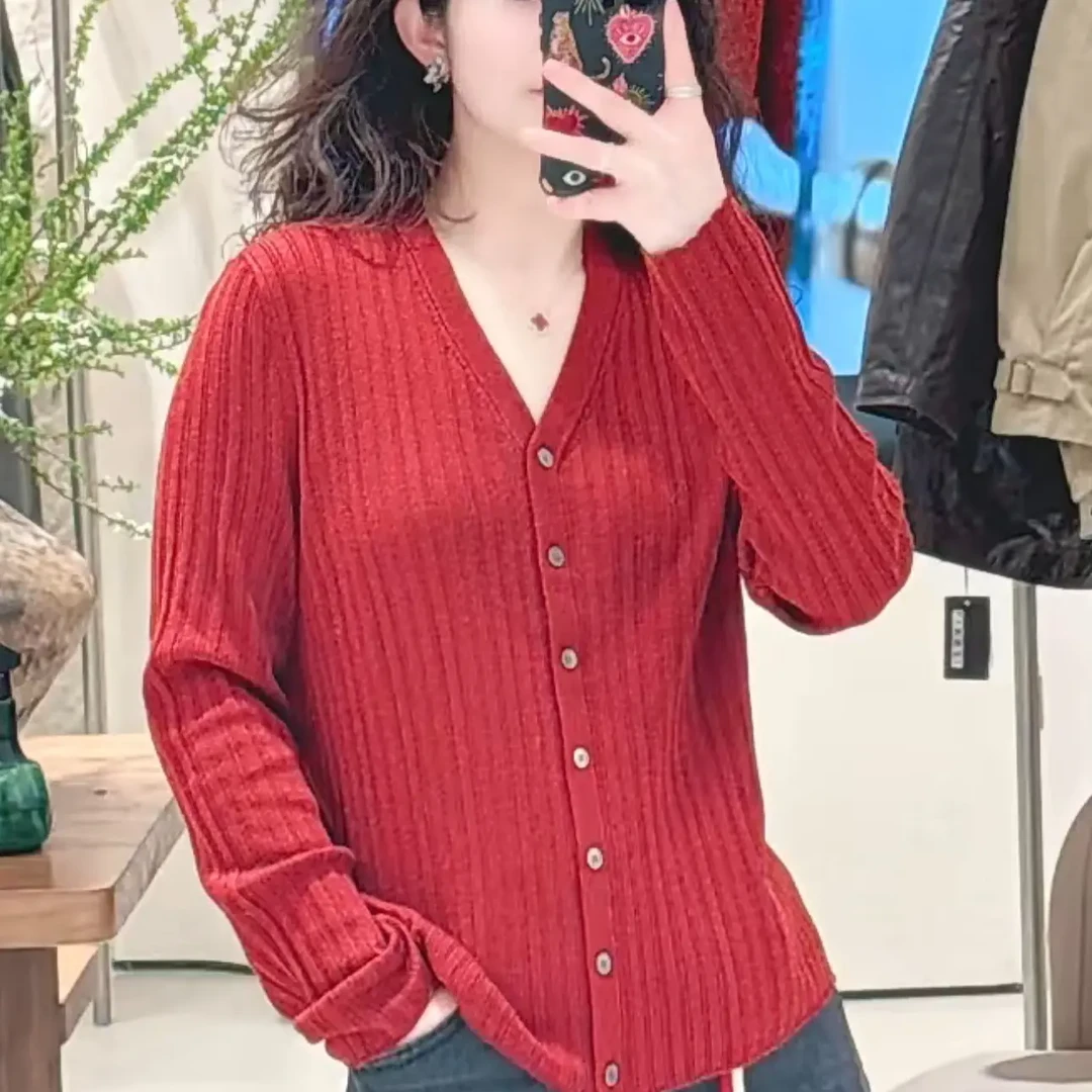 领姿秋冬新款宽松慵懒风百搭针织开衫