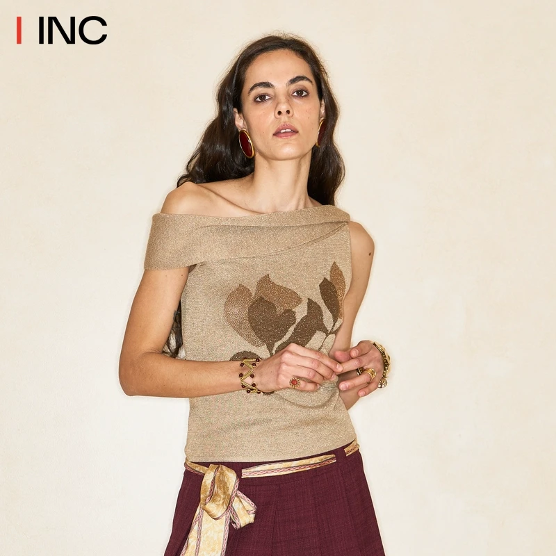 Palavas 25SS桂尔公园针织上衣一字肩针织衫显瘦提花上衣春夏新款