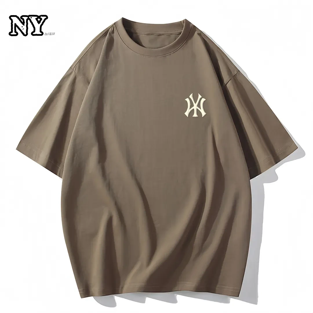 NY&NEW夏季刺绣logo纯棉T恤男女同款情侣百搭宽松时尚休闲