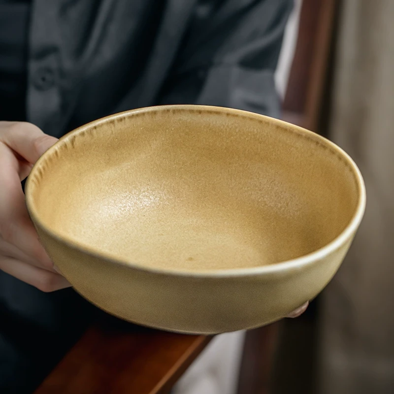 小悠家〖vintage小众〗7英寸异形沙拉碗复古哑光面碗陶瓷碗水果碗