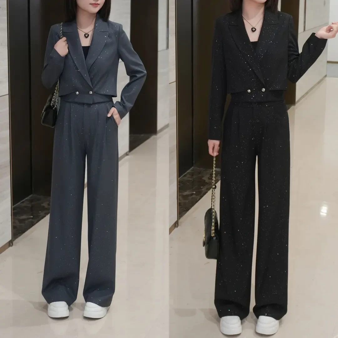 短款西装外套女套装春夏2025新款气质正装高级感小个子西服两件套