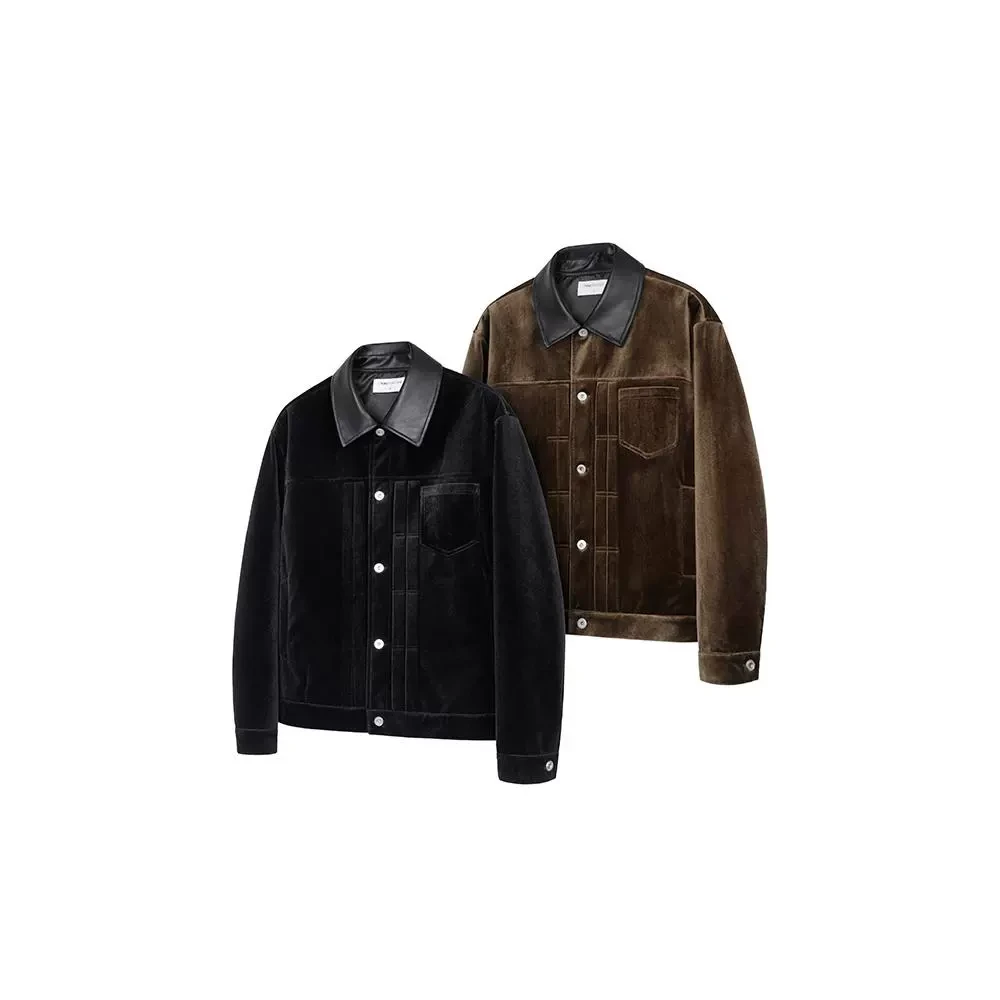 OkayThxBye type1丝绒翻领纽扣休闲短宽上衣Cleanfit夹克外套男