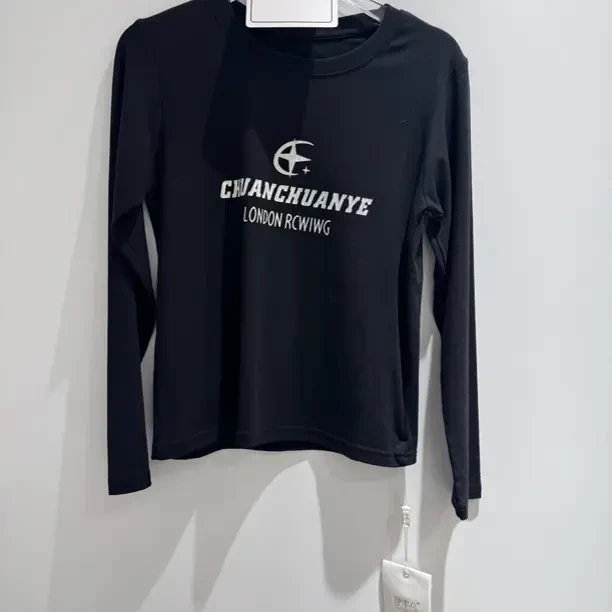 潮流女长袖圆领百搭常规款T恤休闲印花修身