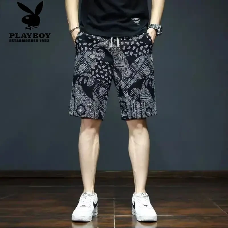 花花公子2025新款男高端短裤秋季薄款休闲裤宽松透气五分裤运动J