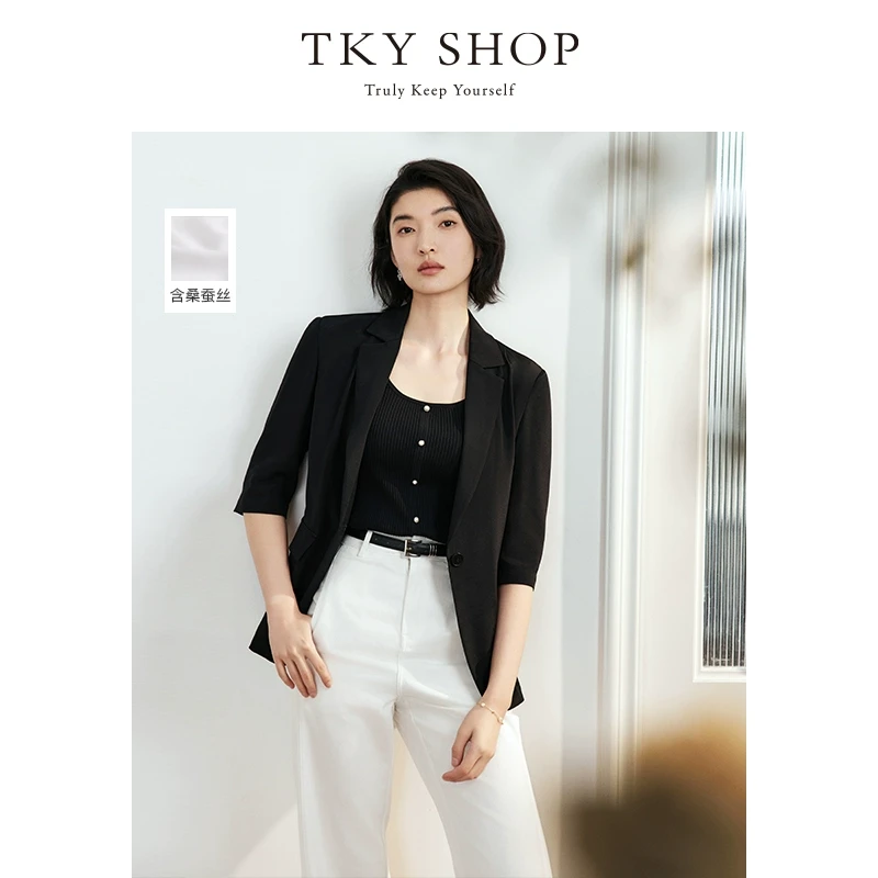 TKYSHOP黑色职业风气质西装外套夏季气质百搭高级感 10H1CA06H180