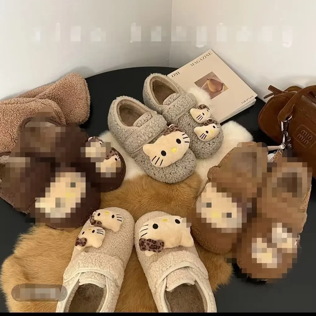 名语爆款可爱Kitty加绒厚底保暖一脚蹬勃肯鞋女冬季新款 Y119-3