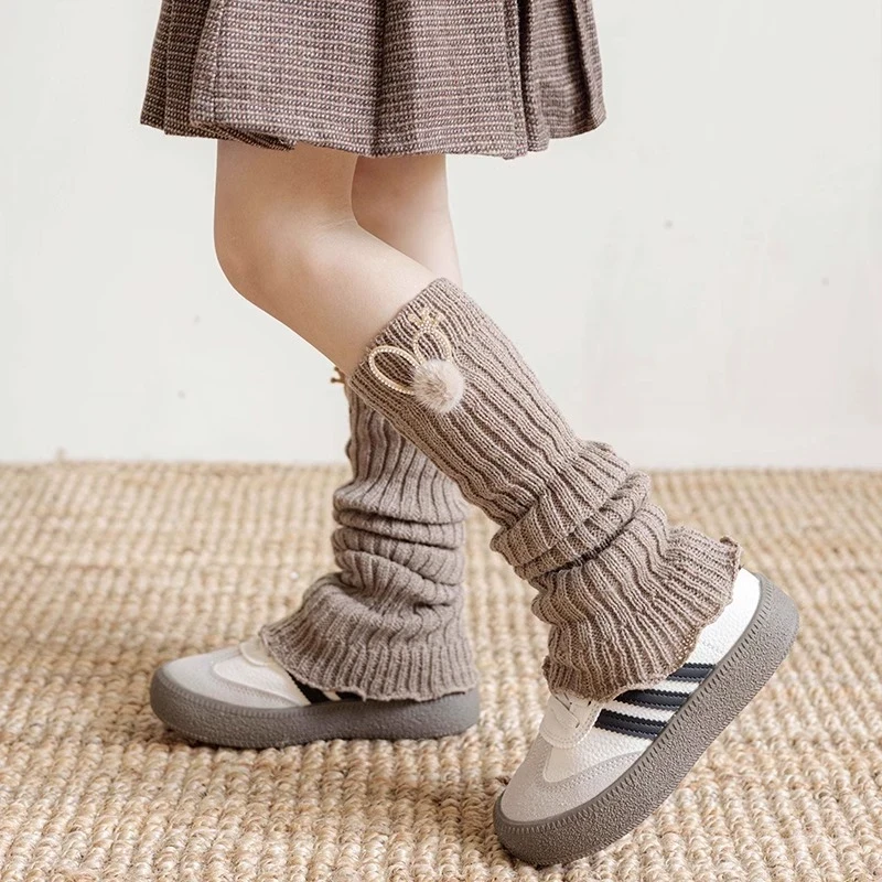 女童袜套秋冬季韩版甜美花边玩偶堆堆袜儿童冬加厚针织小腿套M510