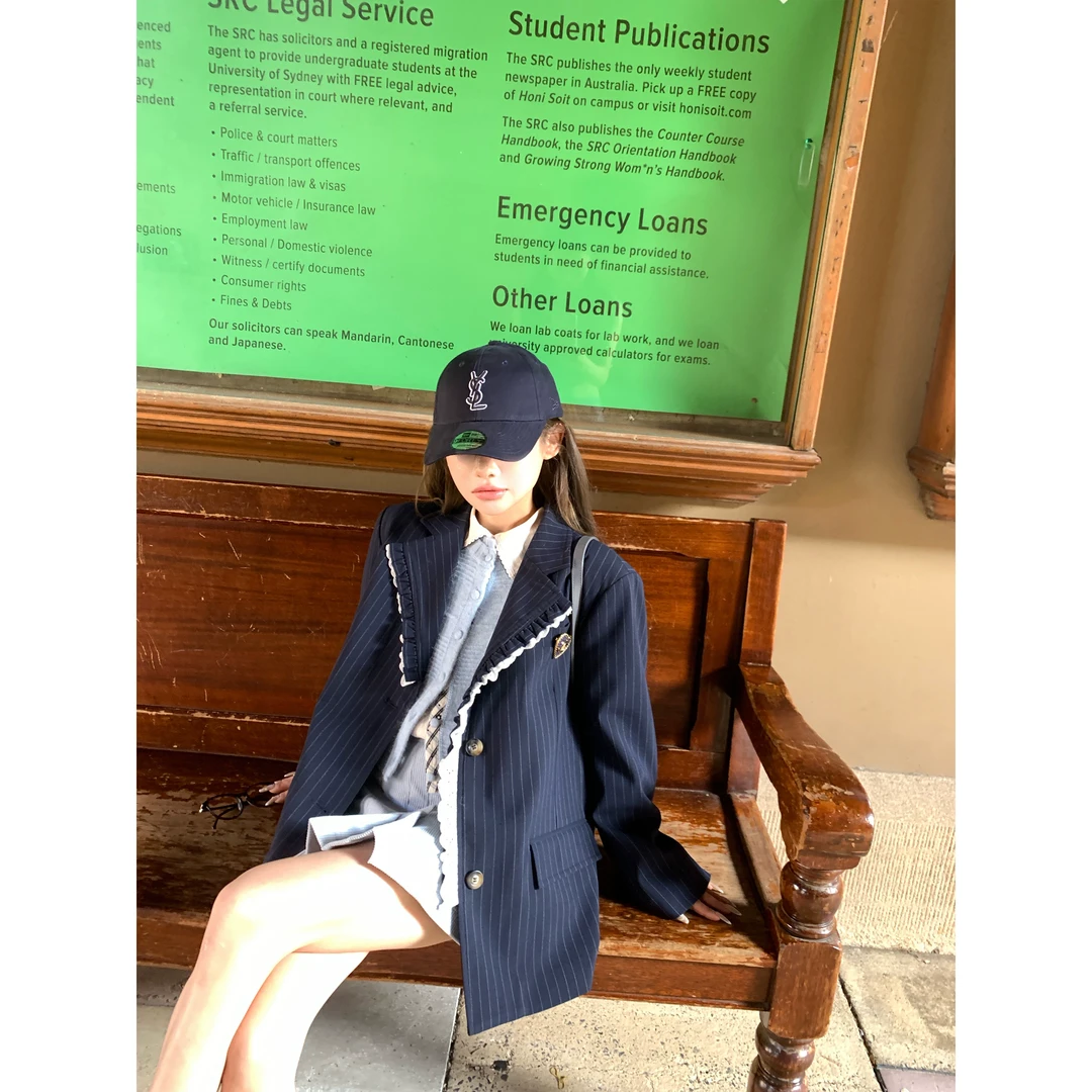 DEEMO【春日高光时刻】双层木耳边蕾丝撞色设计超嗲西装外套 WZ2985