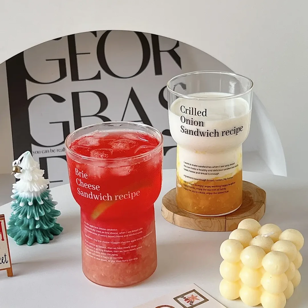 家用美简约玻璃水杯高硼硅耐高温咖啡玻璃杯家用网红杯子果玻璃杯