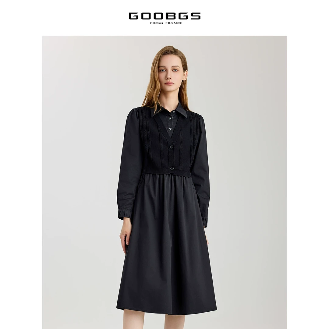 【籽言专享 】谷邦GOOBGS 针织拼接连衣裙 G4241113-6