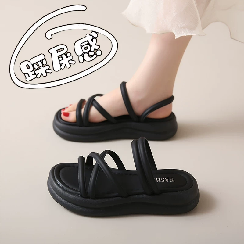 断码安踏联名嘉玘超软厚底罗马细带凉鞋女2025新款夏季外穿不累脚