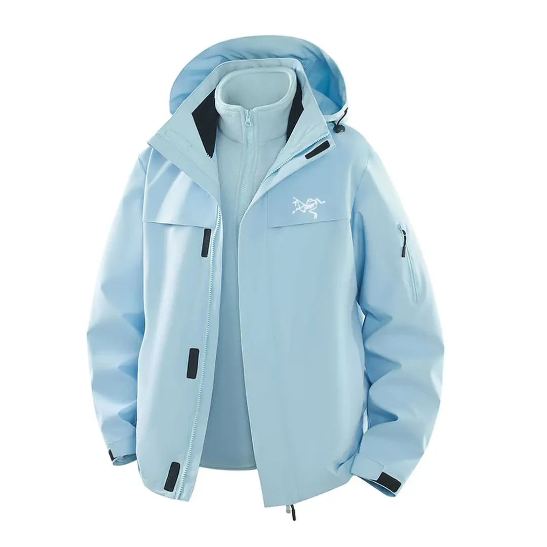 始祖印花鸟户外冲锋衣男女款三合一外套防水风旅游进藏三防登山服