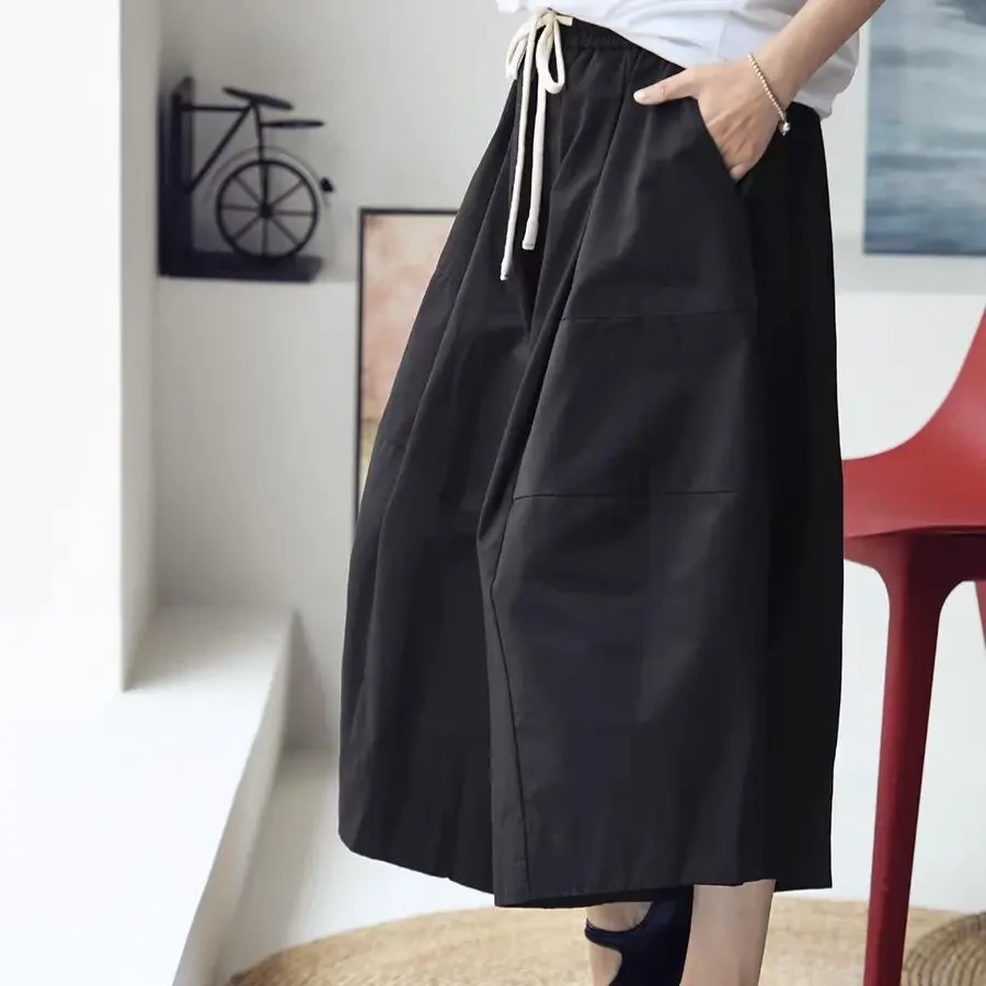 936文艺休闲高腰宽松显瘦秋季遮肉女花苞裙