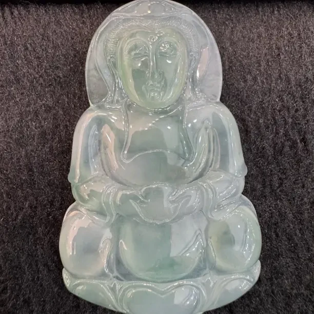 冰种飘绿花观音菩萨正装设计