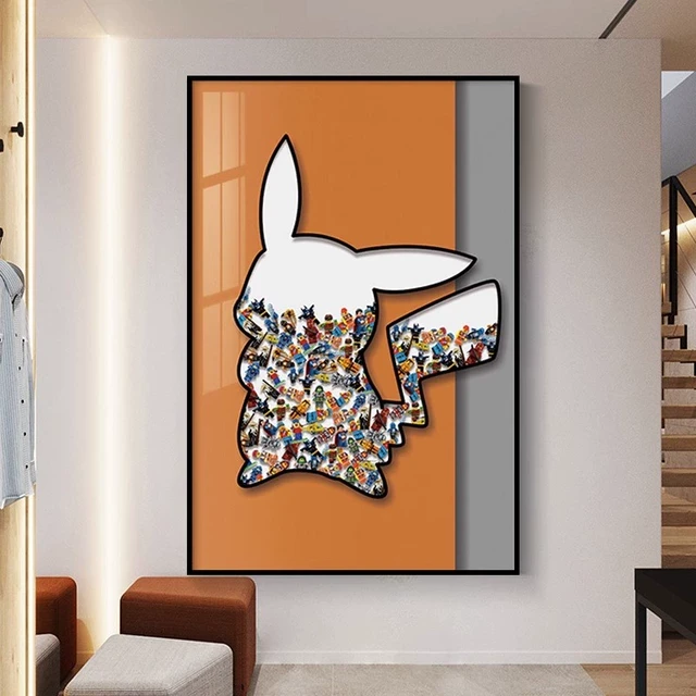 致韬现代简约走廊过道乐高皮卡丘画玄关装饰画卡通客厅沙发背景墙