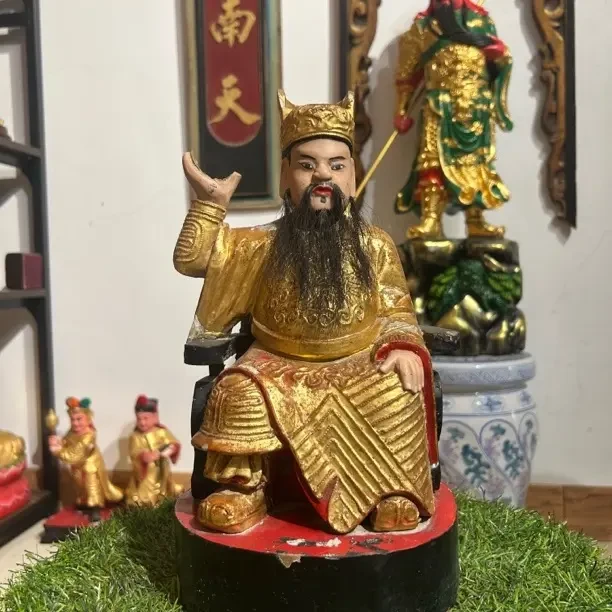 民末潮汕精品金漆木雕水仙爷造像神像，大禹帝君