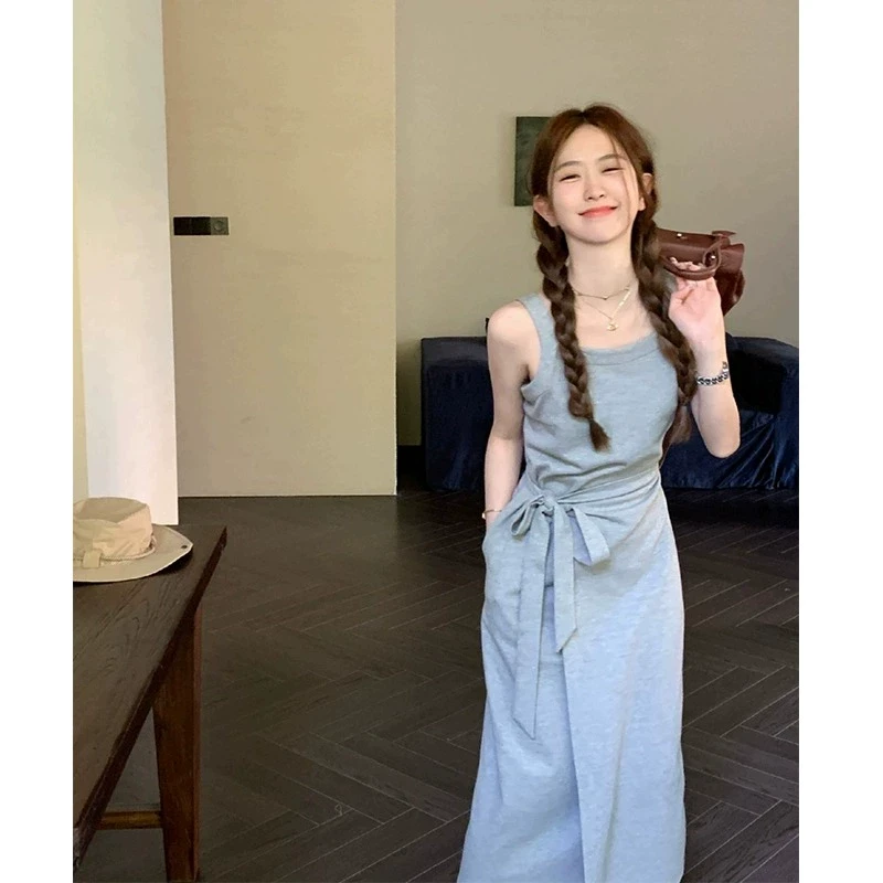 设计感吊带连衣裙女夏季收腰显瘦时尚辣妹休闲长款甜美夏天小裙子