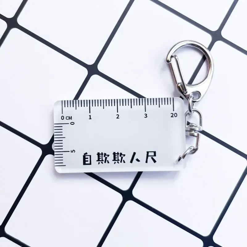 【新人浮力】自欺欺人尺钥匙扣创意恶搞亚克力迷你尺子玩具创意文字