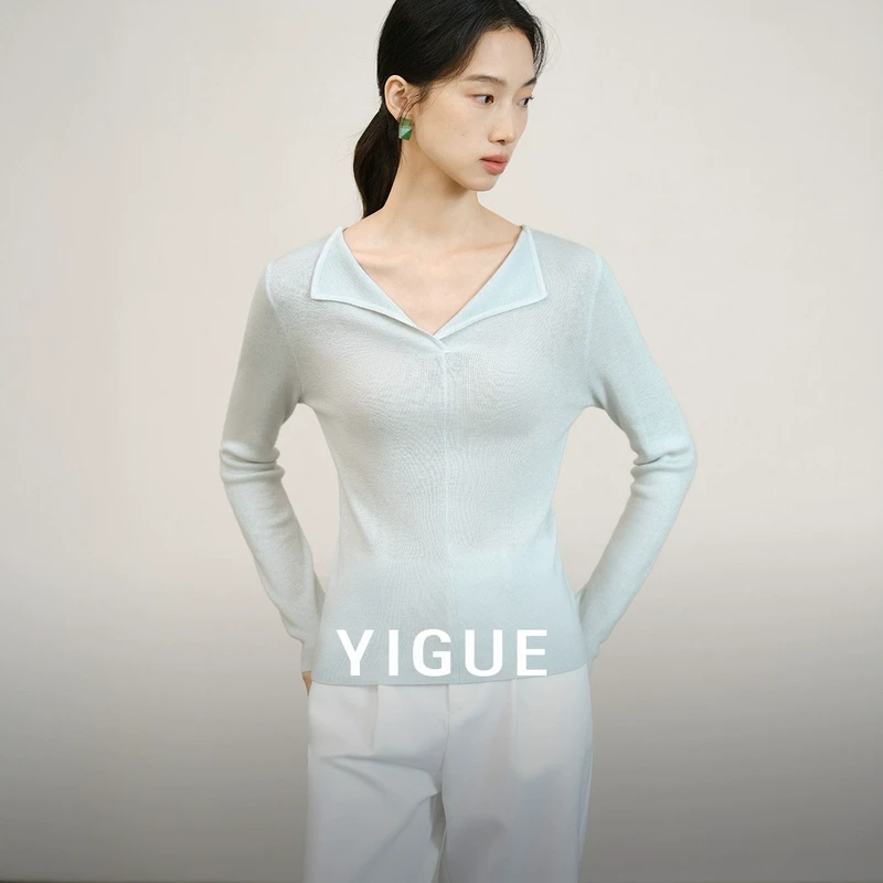 【亦谷】羊毛针织衫女装2025春新款时尚v领高级感上衣G5CAZ322-2