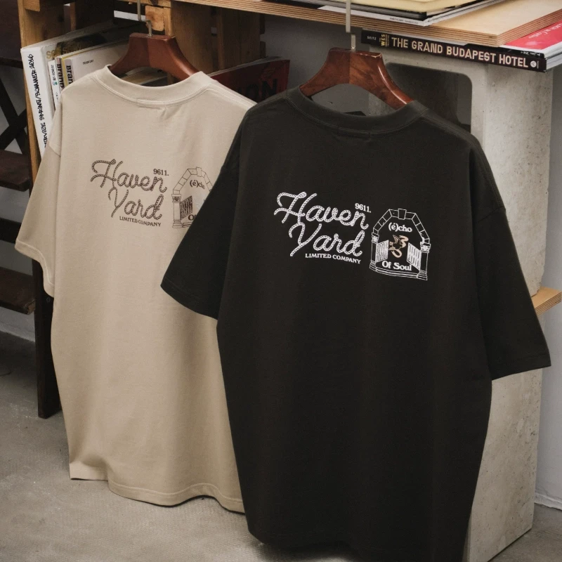 HavenYard 自由之门主题插画宽松复古短袖T恤