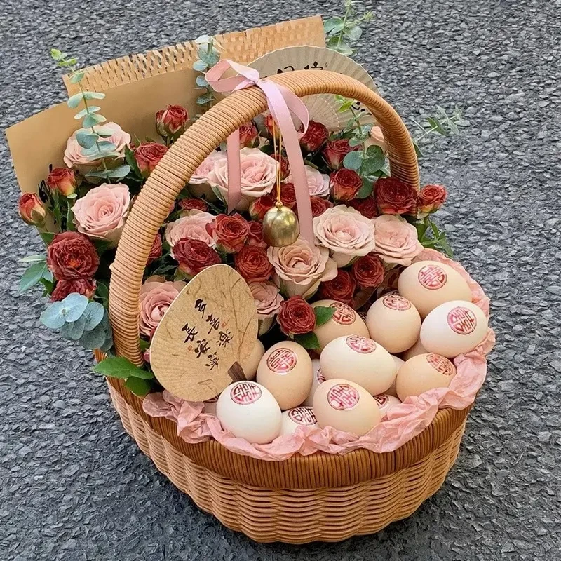 【月子鸡蛋玫瑰花篮】礼盒鲜花速递同城送闺蜜朋友长辈附近门店配送