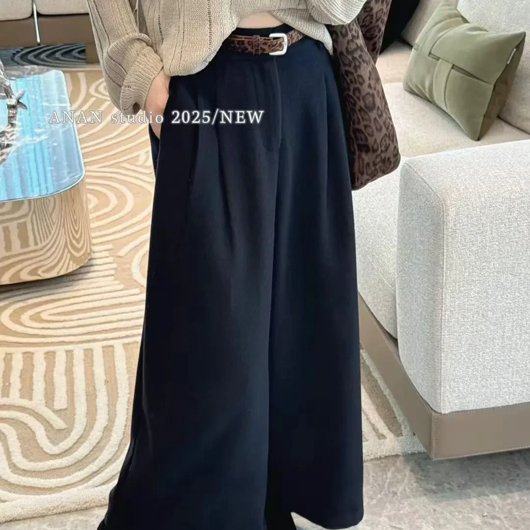 梨形显瘦九分阔腿毛呢休闲裤