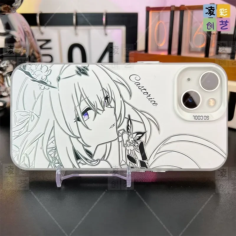 凌彩创艺适用于苹果华为二次元游戏崩铁线稿遐蝶大孔IMD彩银壳