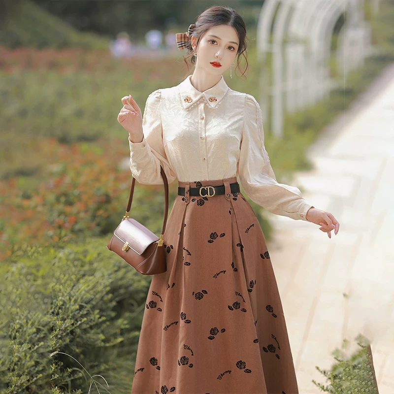 秋装成套搭配一整套2025年春季新款文艺复古学院风套装两件套装裙