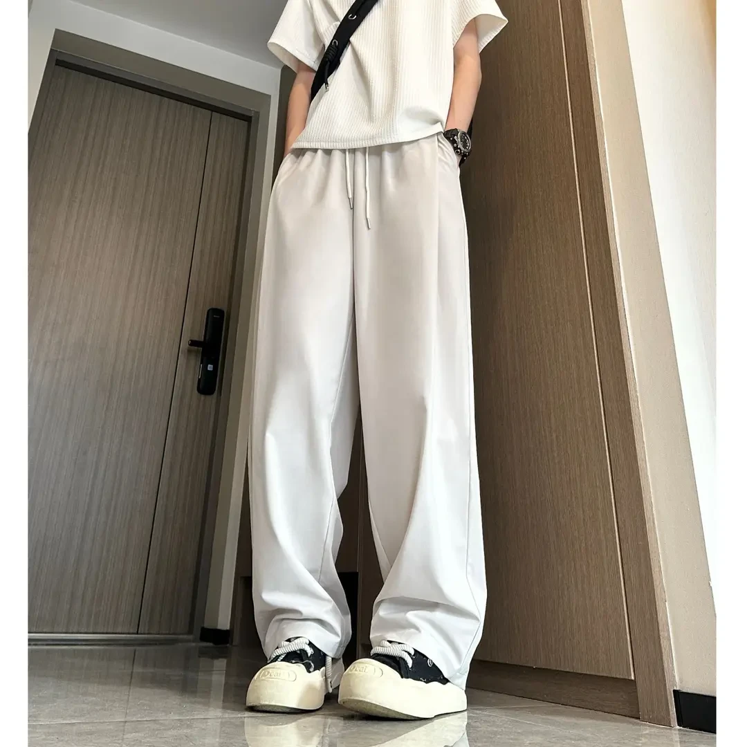 仓石一树冰丝速干裤男夏季薄款弯刀裤2025新款垂感直筒宽松休闲裤