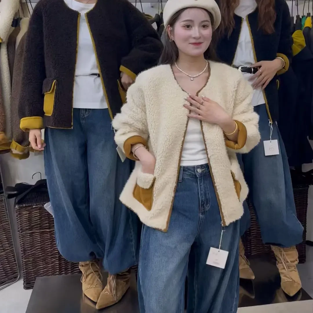 短款慵懒风冬季女拉链长袖短外套保暖加绒加厚款