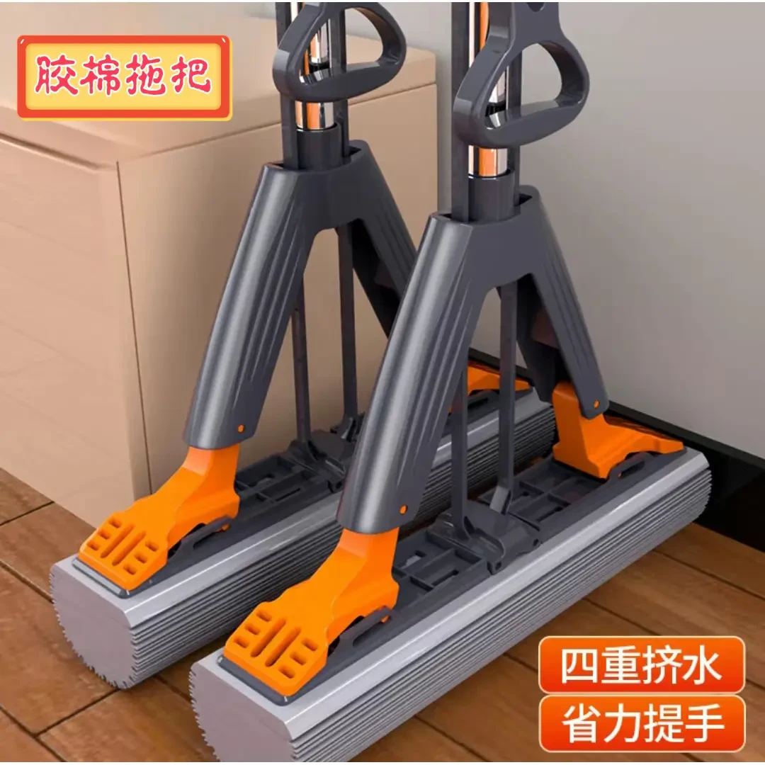 家用免手洗加大加厚卫生间拖地一拖净懒人家用加粗杆胶棉拖把工具