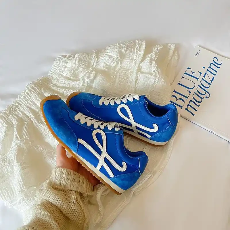 7内增高杨幂同款芭蕾德训鞋新款宝蓝色复古丑萌歪头休闲阿甘鞋