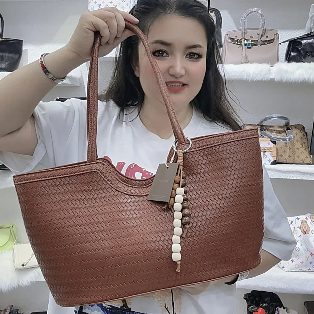 编织托特包都市简约手提款单肩包气质小众百搭鳄鱼纹