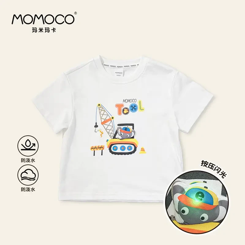 MOMOCO童装夏季防水韩版时尚卡通印花公仔T恤休闲短袖77230235130