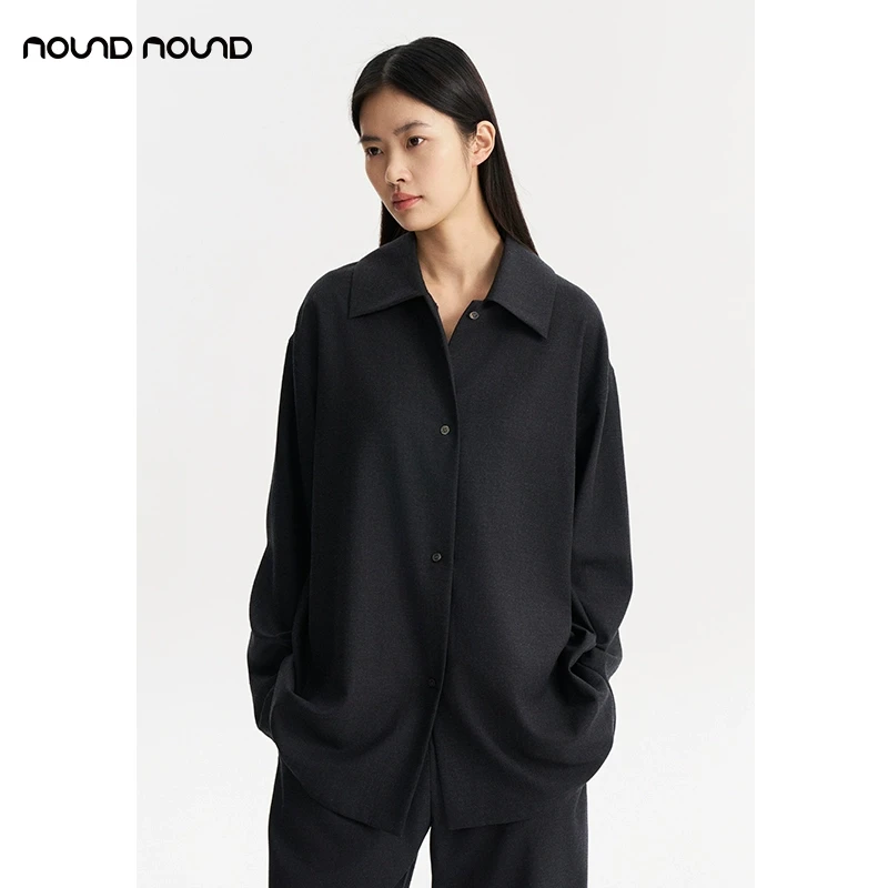 【CONCISE-WHITE简白】noundnound翻领廓形衬衫外套女士25春夏新款