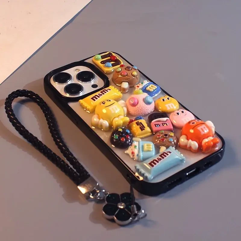 适用于苹果16手机壳iPhone15趣味黑边立体M豆14新款卡通13可爱112